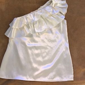 One shoulder silk top.